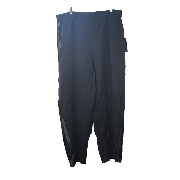 11 Honore Brook Tuxedo Trouser Pants Black Satin Tuxedo Stripe Plus Size 20 NWT